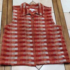 Christopher & Banks Vintage Vest Medium Orange Zip Collared